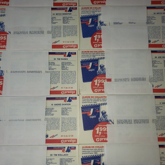 100 Sets! of Uncut Provigo Baseball Cards 1986 Montreal Expos 28 Cards Per Set - Picture 9 of 10